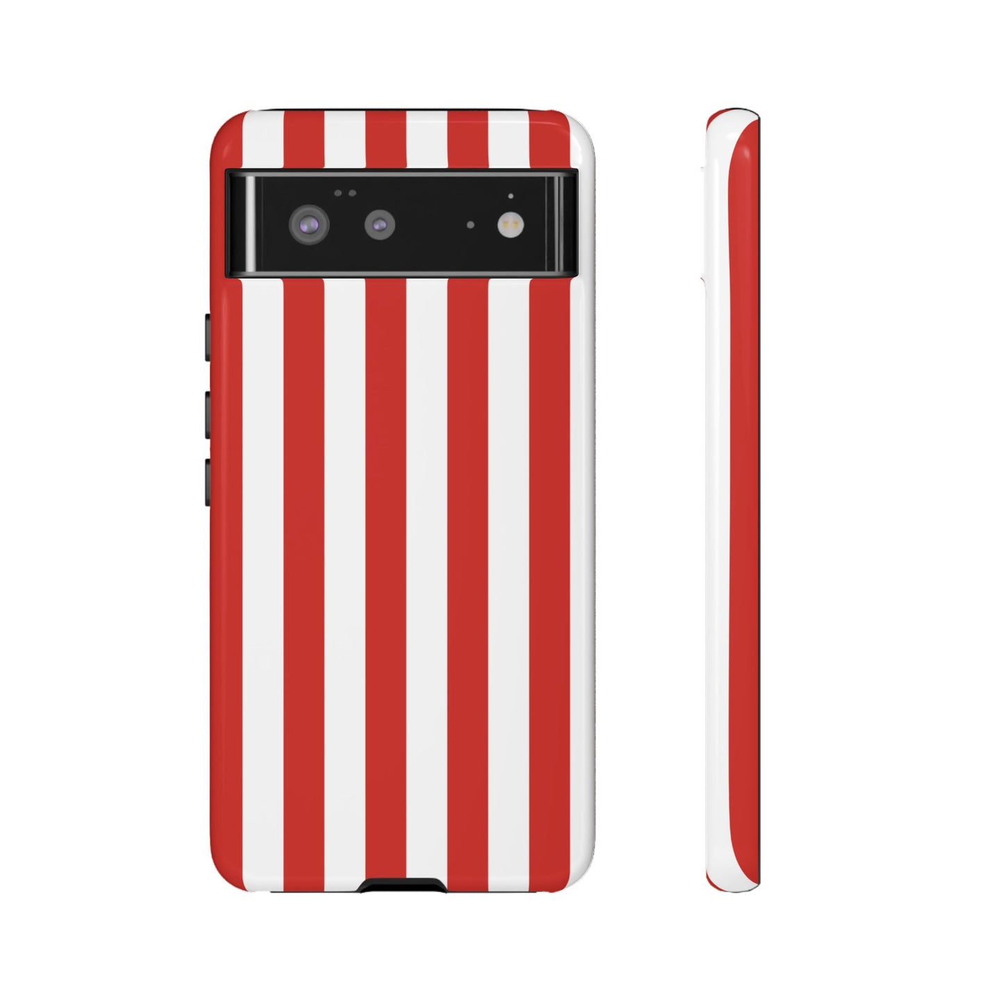 Google Pixel 6 / Glossy Phone Case - Simple Dark Orange & White Stripe Pattern Phone Case