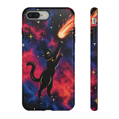 Whimsical Multicolour Celestial Black Cat Phone Case