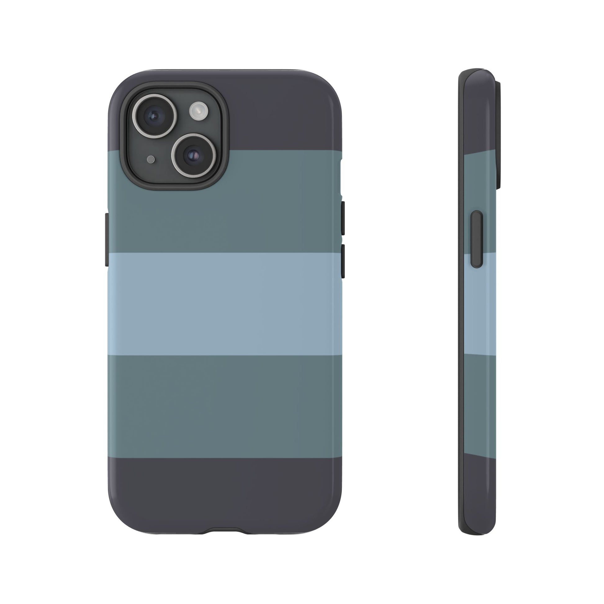 Shades of Blue Horizontal Stripe Pattern Phone Case - Blue Phone Case - iPhone 15 / Glossy