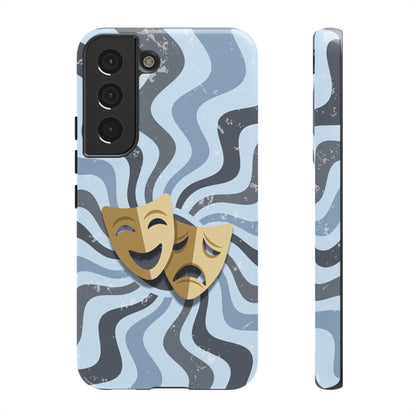 Comedy & Tragedy Masks – Blue Minimal Retro Wave Phone Case - Blue Phone Case - Samsung Galaxy S22 / Glossy