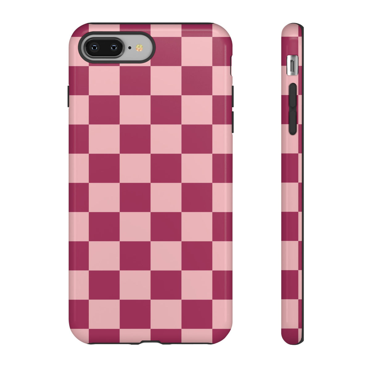 Pink Checked Pattern Phone Case - Pink Phone Case - iPhone 8 Plus / Glossy