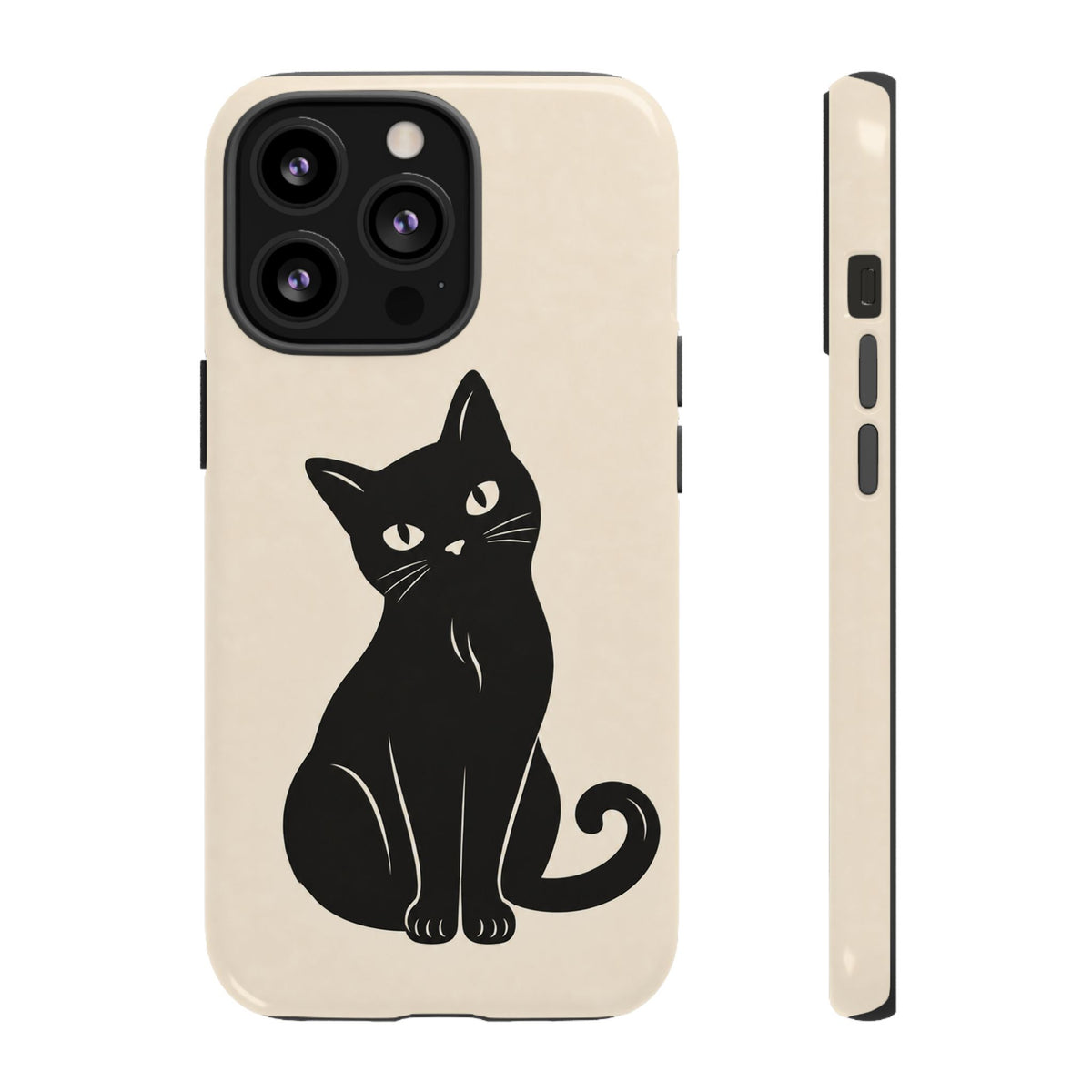 Minimalist Cream & Black Cat Phone Case