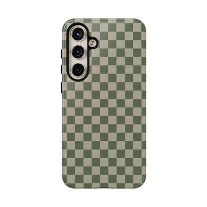 Bold Olive Green Checked Pattern Phone Case - Green Phone Case - Samsung Galaxy S24 Plus / Glossy