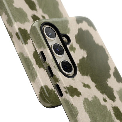 Stylish Olive Green Cow Print Phone Case