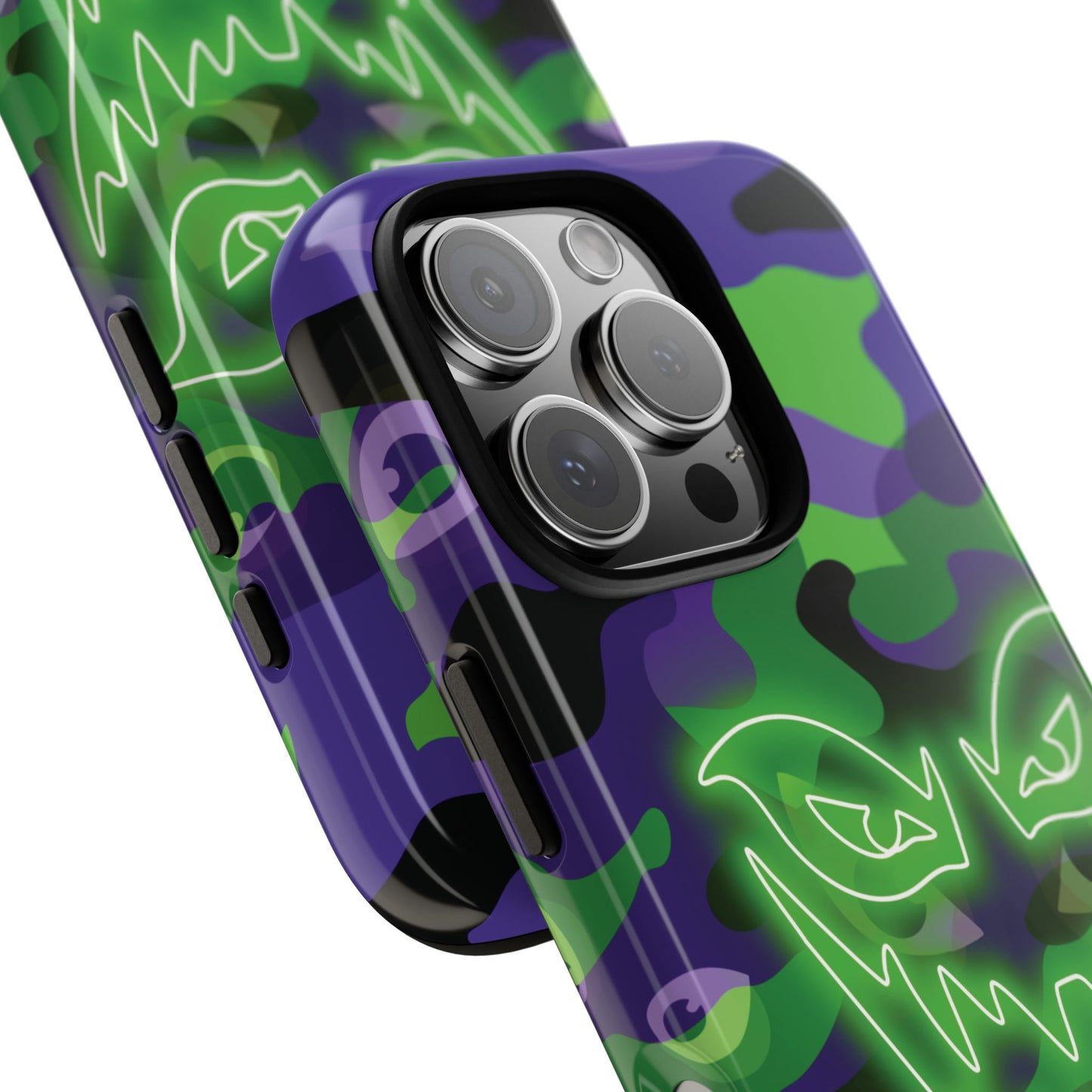 Phone Case - Green & Purple Neon Face Camo Phone Case