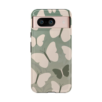Google Pixel 8 / Glossy Phone Case - Minimalist Light Green Butterfly Pattern Phone Case