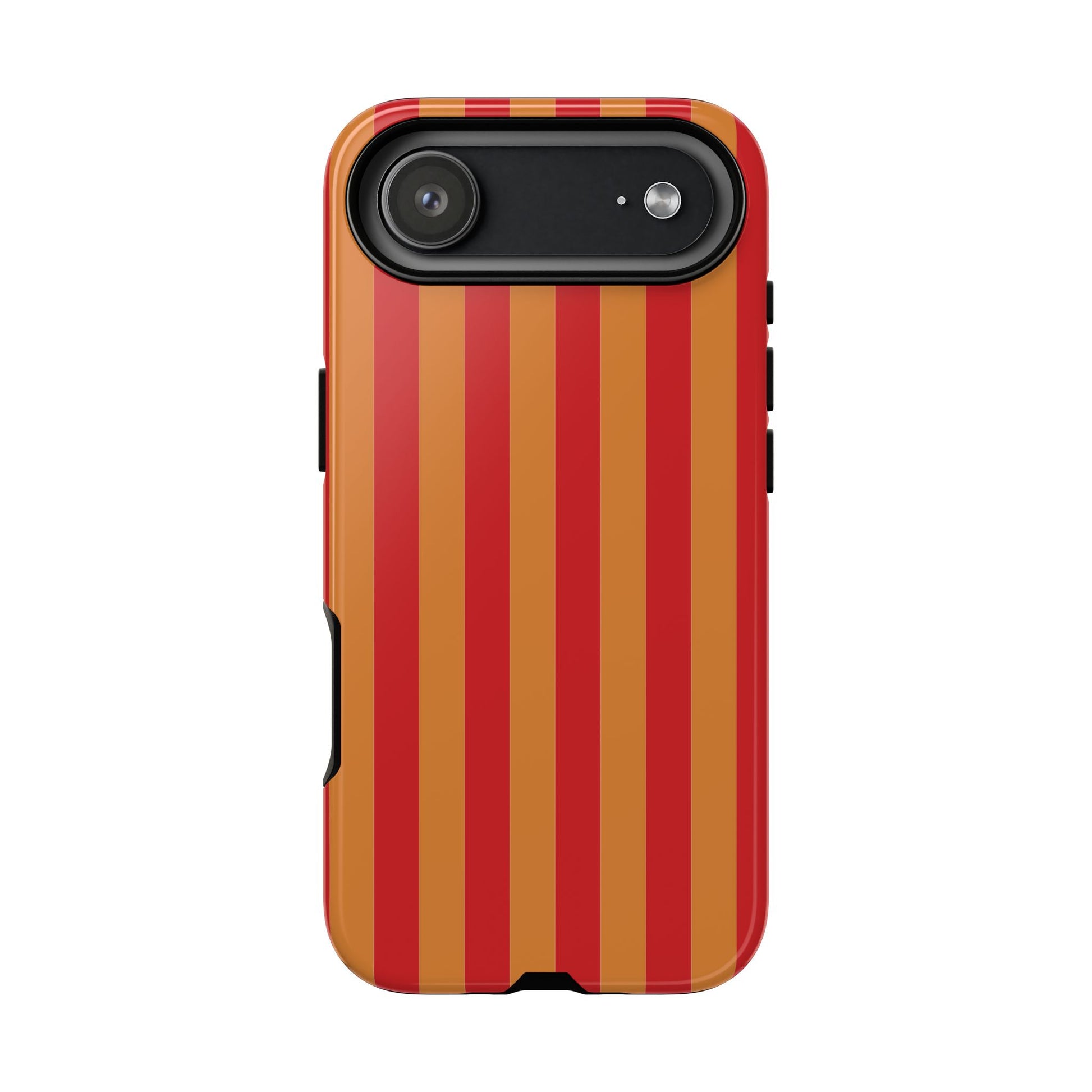 iPhone 17 Air / Glossy Phone Case - ’Orange & Red Stripe Pattern’ Phone Case