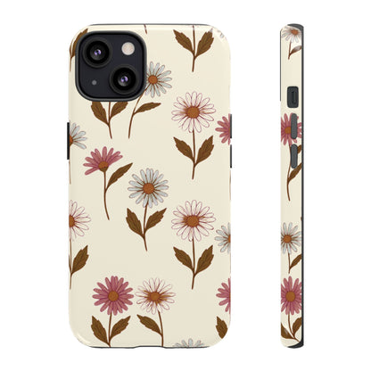 Pretty Cream & Rose Daisy Pattern Phone Case