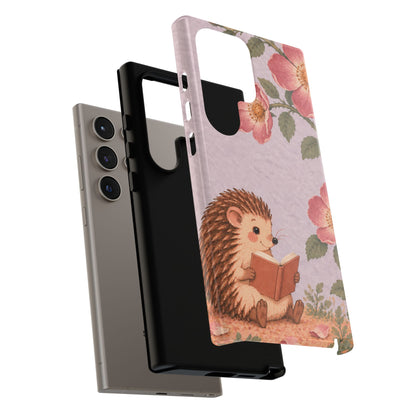 Whimsical Lilac Hedgehog and Wild Rose Phone Case - Purple Phone Case