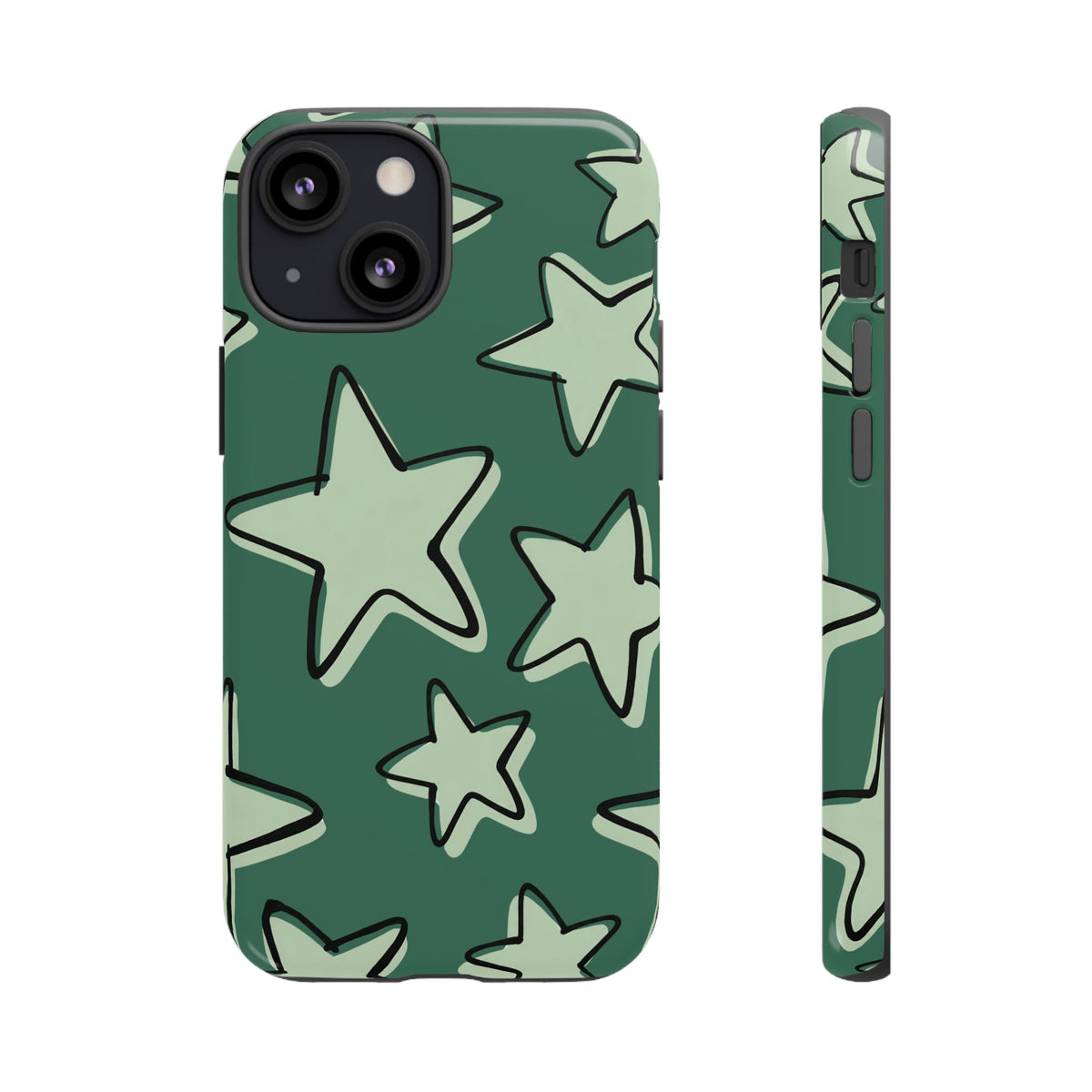 Forest Green Doodle Star Phone Case