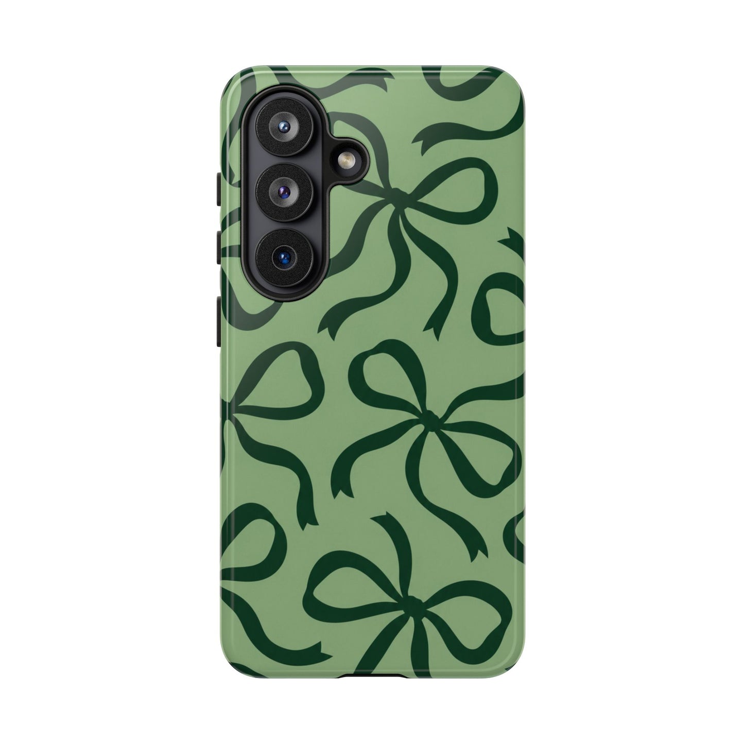 Bold Sage Green and Forest Green Bow Pattern Phone Case