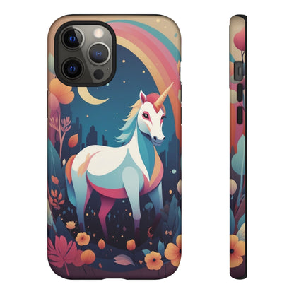 iPhone 12 Pro Max / Glossy Phone Case - Stylised Unicorn & Rainbow Design Phone Case