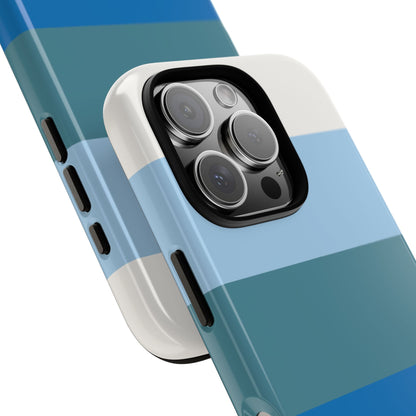 Blue and White Stripe Pattern Phone Case - Blue Phone Case