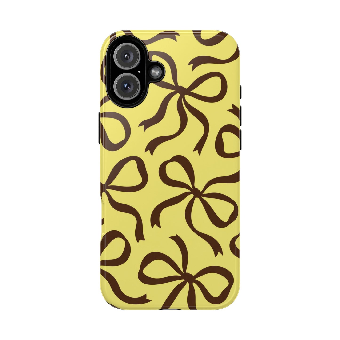 Bold Butter Yellow and Chocolate Brown Bow Pattern Phone Case