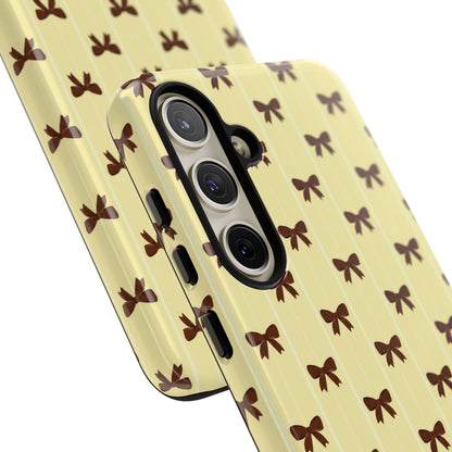 Retro Chocolate Brown Bow Pattern Phone Case