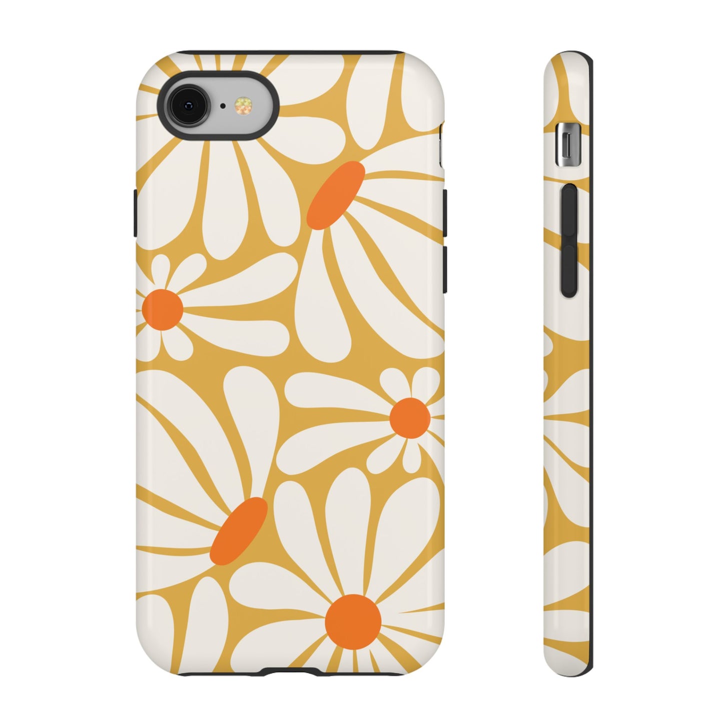 iPhone 8 / Glossy Phone Case - Retro Yellow Daisy Pattern Phone Case