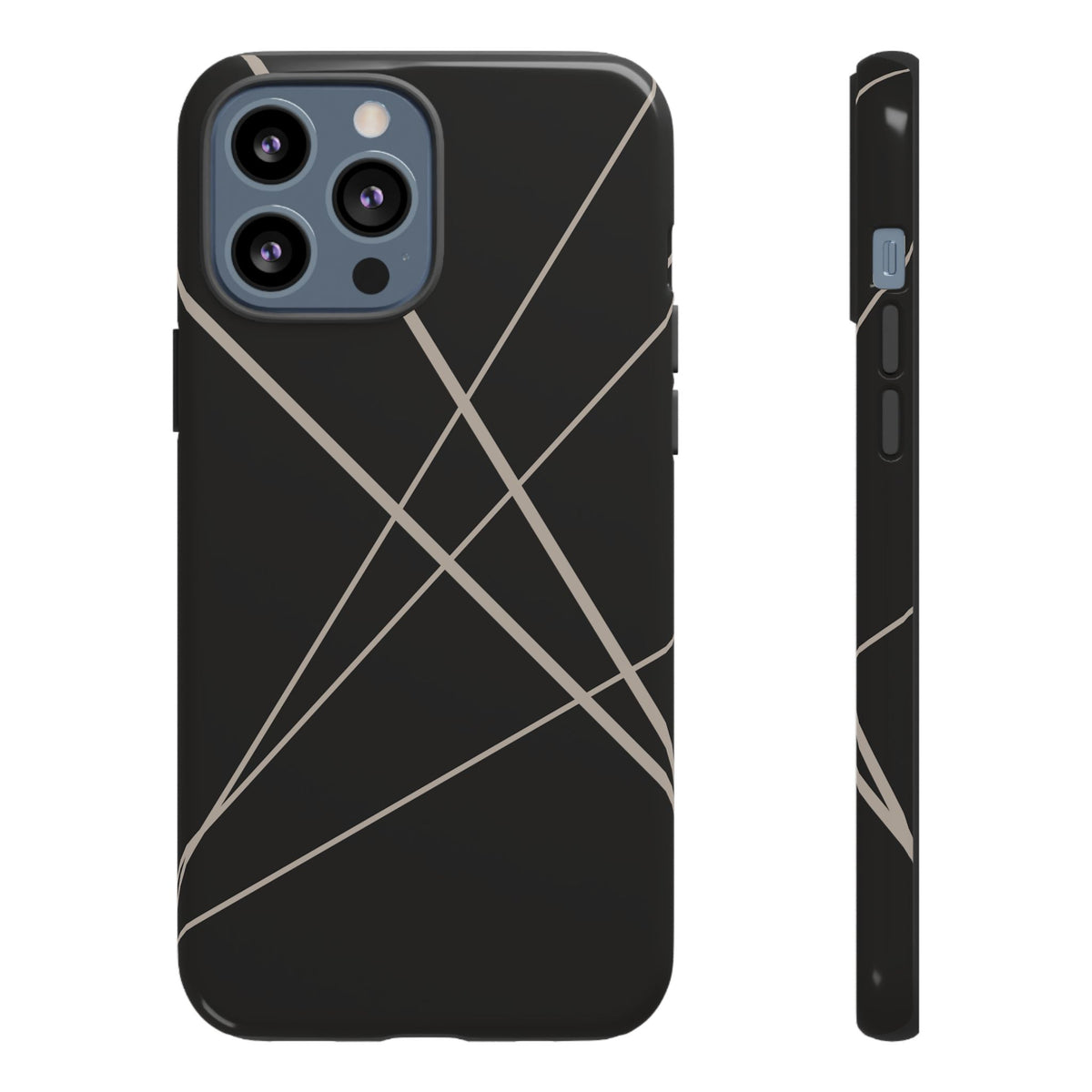 Abstract Black with Grey Lines Phone Case - Black Phone Case - iPhone 13 Pro Max / Glossy