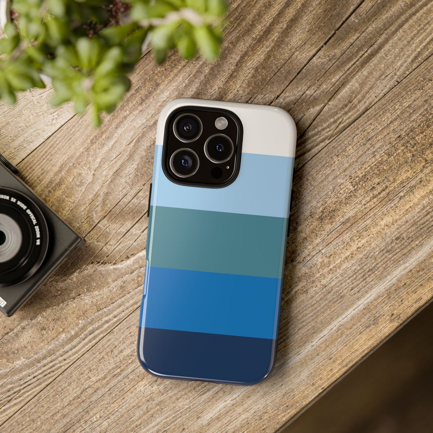Blue and White Stripe Pattern Phone Case - Blue Phone Case