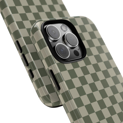 Bold Olive Green Checked Pattern Phone Case - Green Phone Case