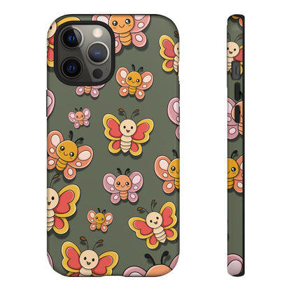 iPhone 12 Pro Max / Glossy Phone Case - Green Butterfly Sticker Design Phone Case