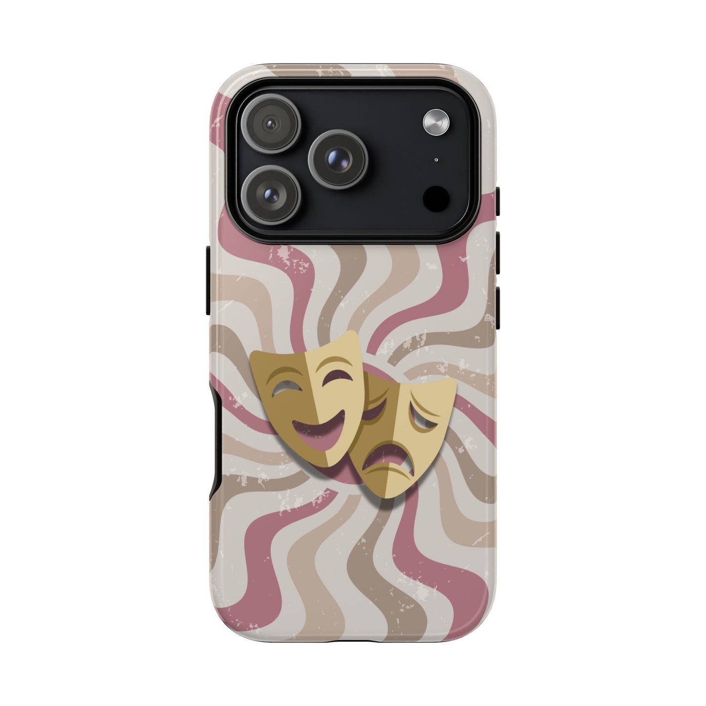 Comedy & Tragedy Masks – Pink Minimal Retro Wave Phone Case - Pink Phone Case - iPhone 17 Pro / Glossy