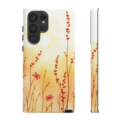 Samsung Galaxy S22 Ultra / Glossy Phone Case - Boho Chic Watercolour Wildflower Dusk Pattern Phone Case