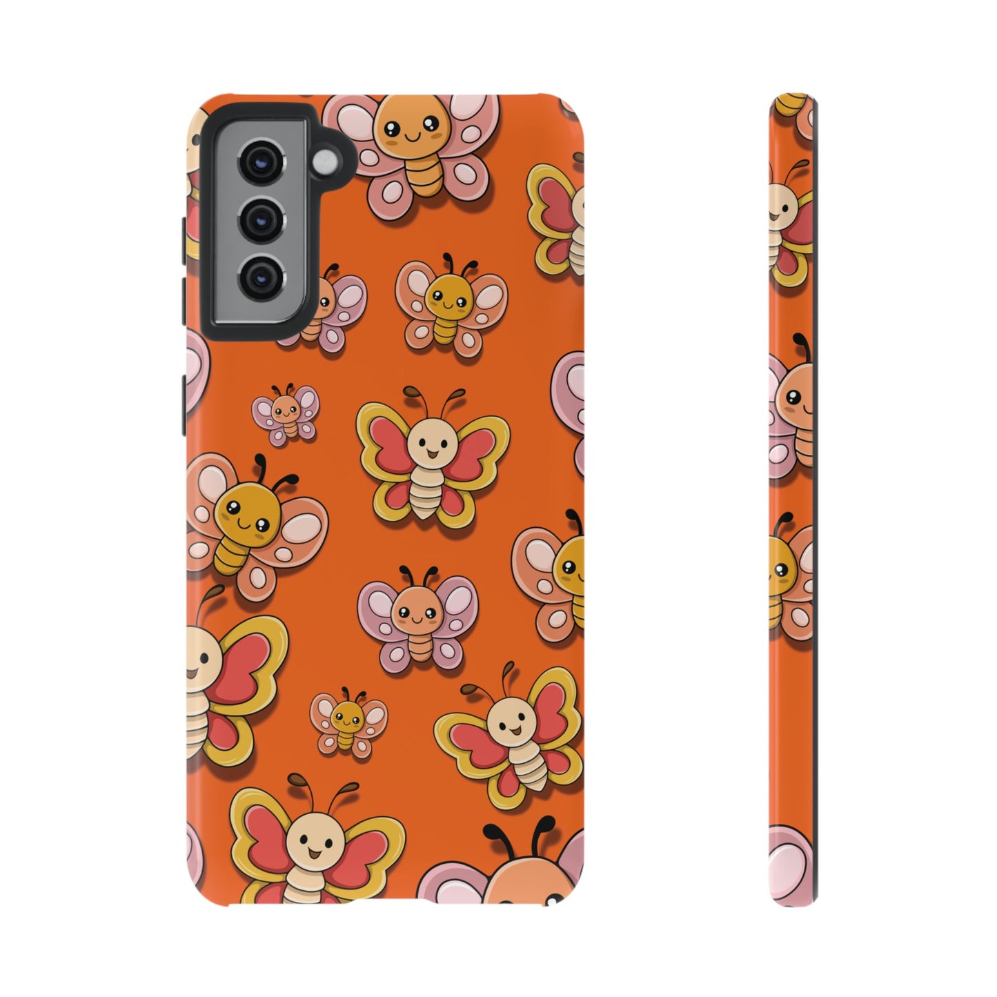 Samsung Galaxy S21 Plus / Glossy Phone Case - Orange Butterfly Sticker Design Phone Case
