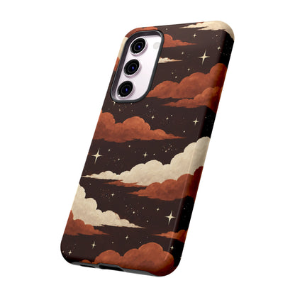 Illustrated Burnt Orange Clouds & Stars Phone Case