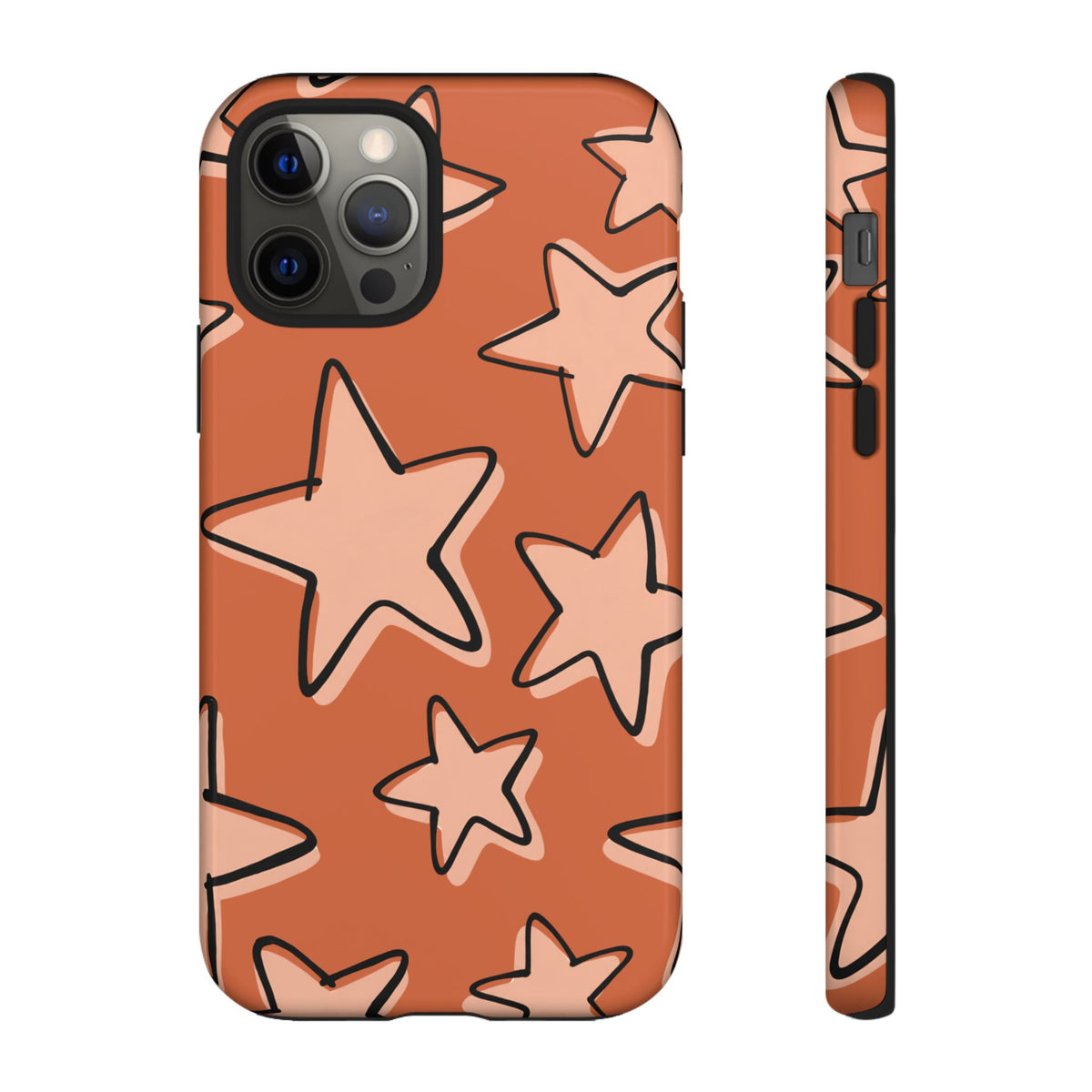 Burnt Orange Doodle Star Phone Case
