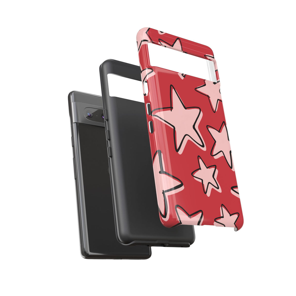 Cherry Red Doodle Star Phone Case