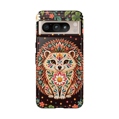Vibrant Terracotta and Teal Calavera Hedgehog Phone Case - Multicolor Phone Case - Google Pixel 8 Pro / Glossy