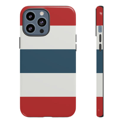 iPhone 13 Pro Max / Glossy Phone Case - Red White & Blue Horizontal Stripe Pattern Phone Case