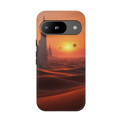 Twin Suns Desert World Sci-fi Phone Case - Orange Phone Case - Google Pixel 9 / Glossy