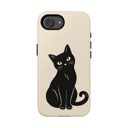 Minimalist Cream & Black Cat Phone Case - White Phone Case - iPhone 17e / Glossy