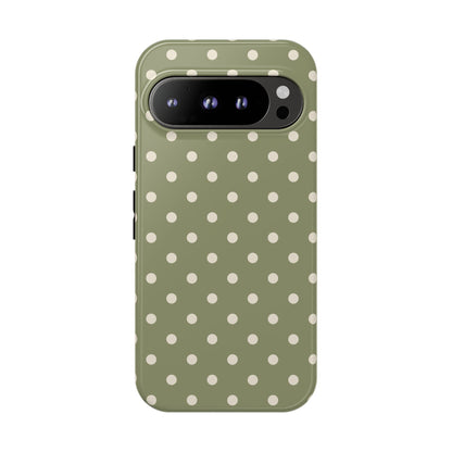 Google Pixel 9 Pro / Glossy Phone Case - ’Green & White Dot Pattern’ Phone Case