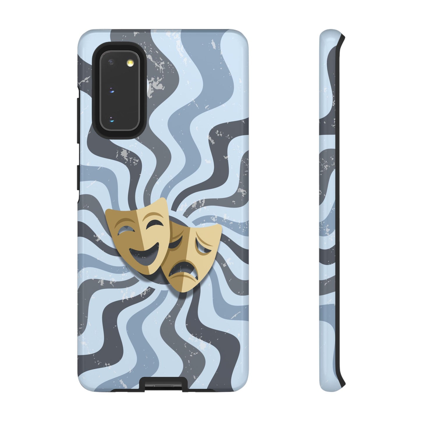 Comedy & Tragedy Masks – Blue Minimal Retro Wave Phone Case - Blue Phone Case - Samsung Galaxy S20 / Glossy