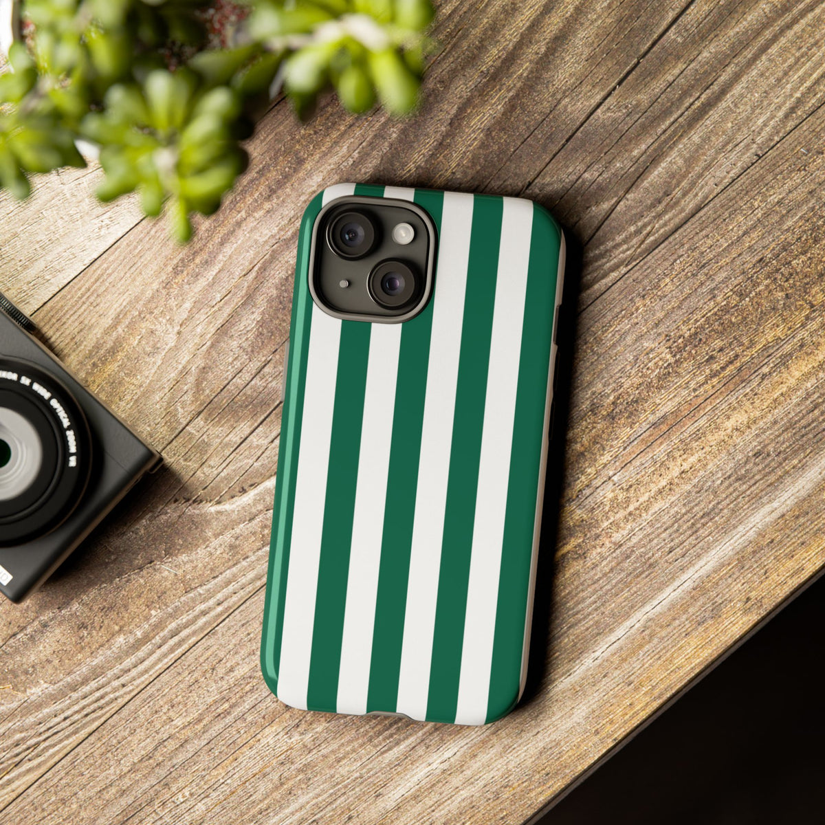 Simple Green & White Stripe Pattern Phone Case - Green Phone Case