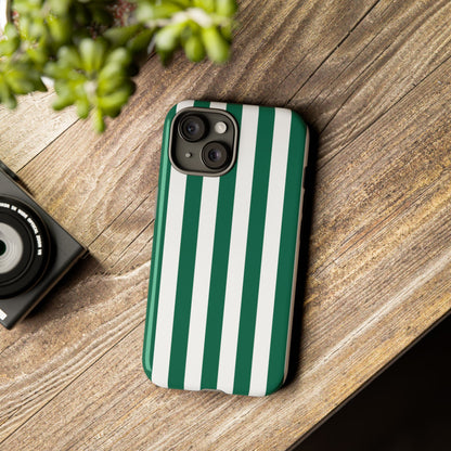 Simple Green & White Stripe Pattern Phone Case - Green Phone Case