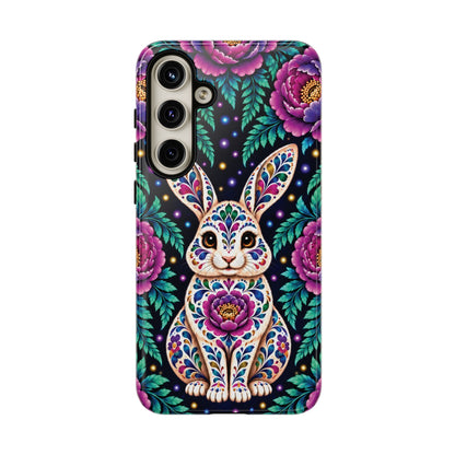 Cute Purple and Teal Calavera Bunny Phone Case - Multicolor Phone Case - Samsung Galaxy S24 Plus / Glossy