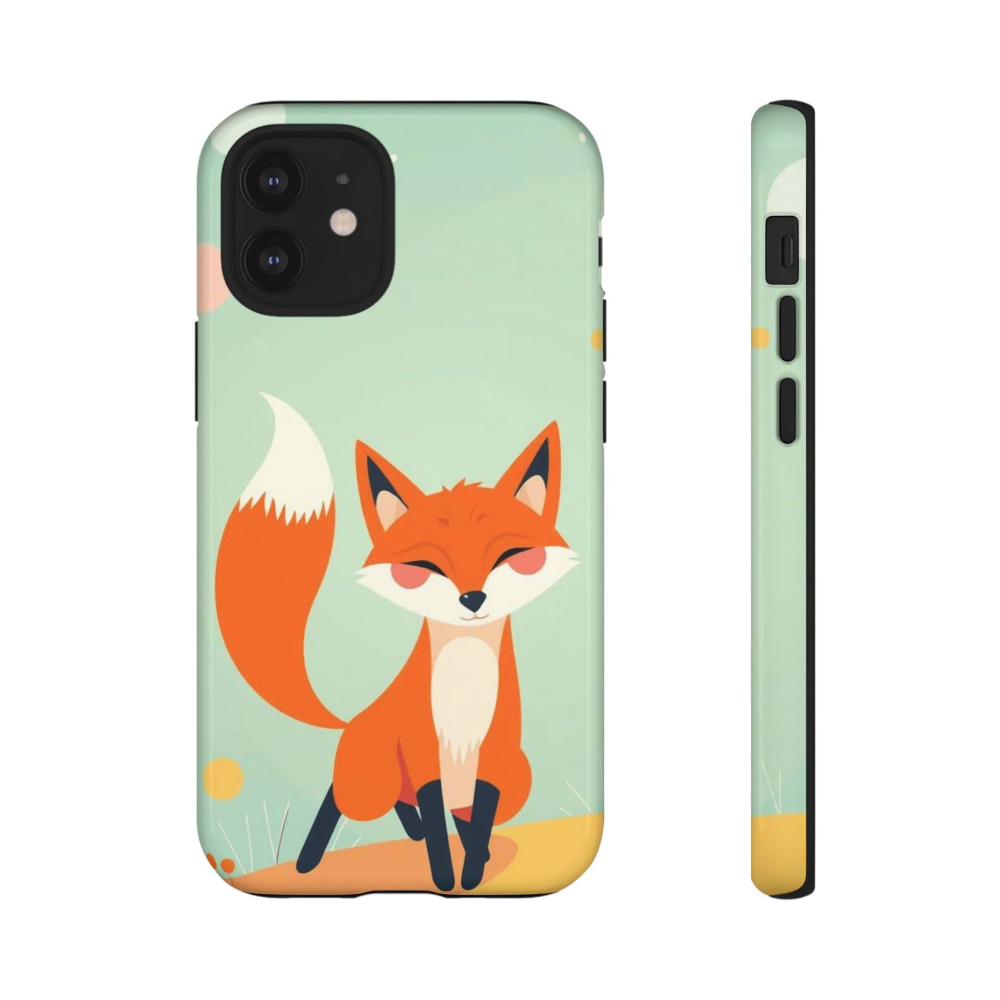 iPhone 12 Mini / Glossy Phone Case - Happy Fox Design Phone Case