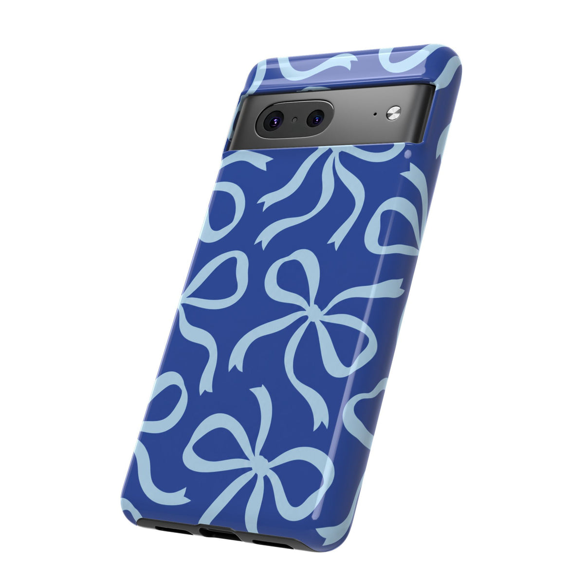 Bold Cobalt Blue and Powder Blue Bow Pattern Phone Case