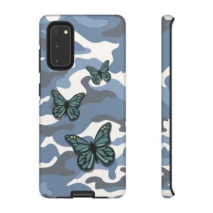 Samsung Galaxy S20 / Glossy Phone Case - Light Blue Butterfly Camo Phone Case