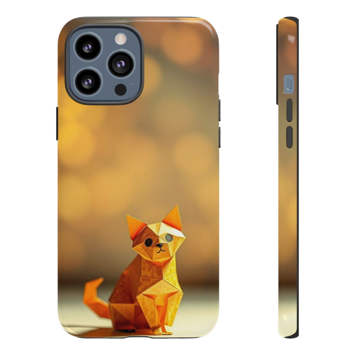 iPhone 13 Pro Max / Glossy Phone Case - Origami Cat Design Phone Case