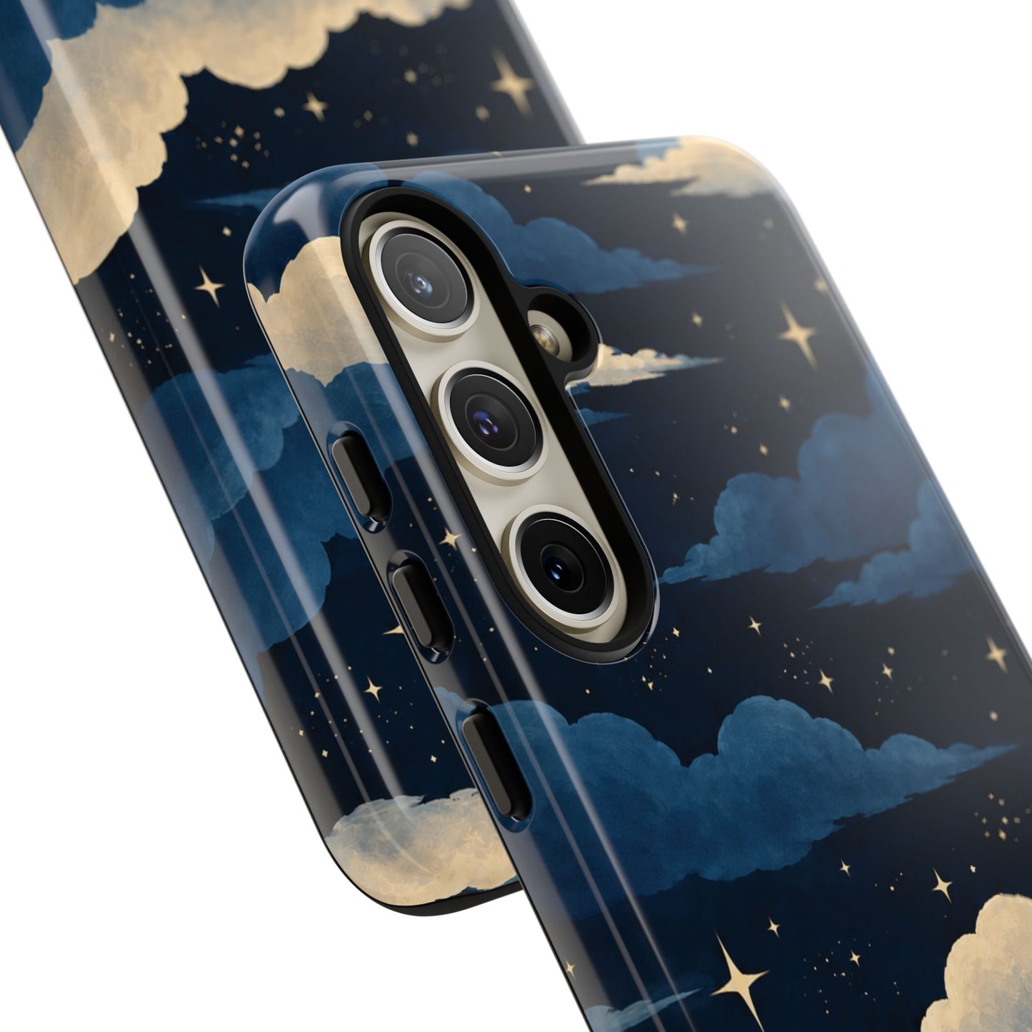 Illustrated Navy Blue Clouds & Stars Phone Case