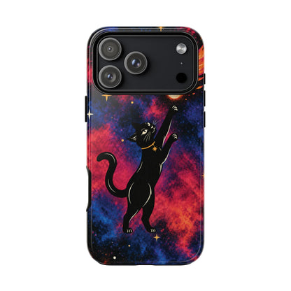 Whimsical Multicolour Celestial Black Cat Phone Case