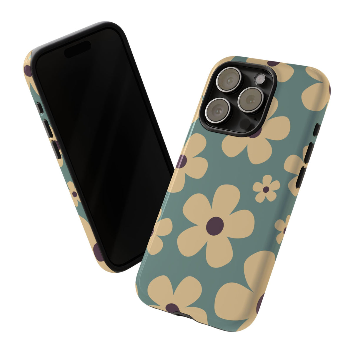 Cute Blue & Cream Daisy Pattern Phone Case - Blue Phone Case