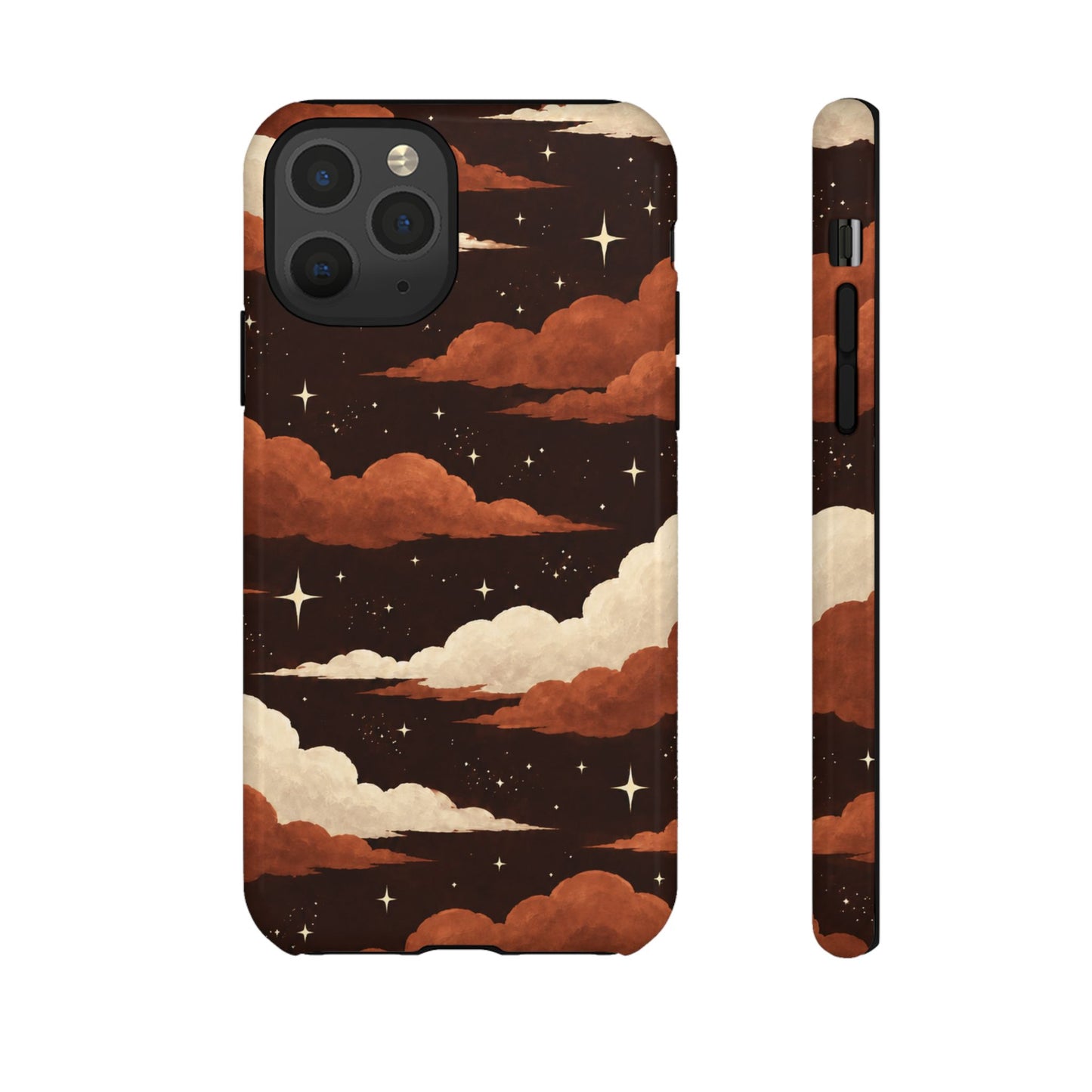 Illustrated Burnt Orange Clouds & Stars Phone Case
