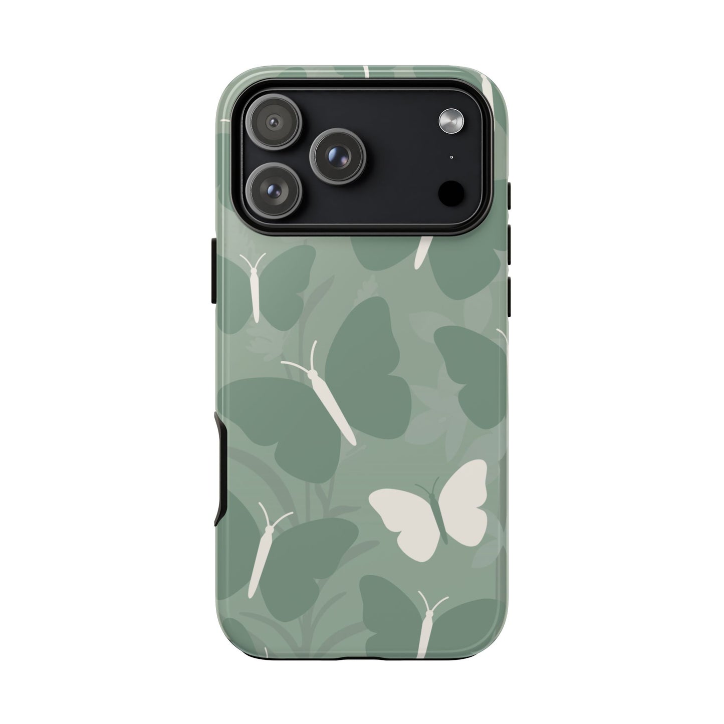 iPhone 17 Pro Max / Glossy Phone Case - Minimalist Mint Green Butterfly Pattern Phone Case