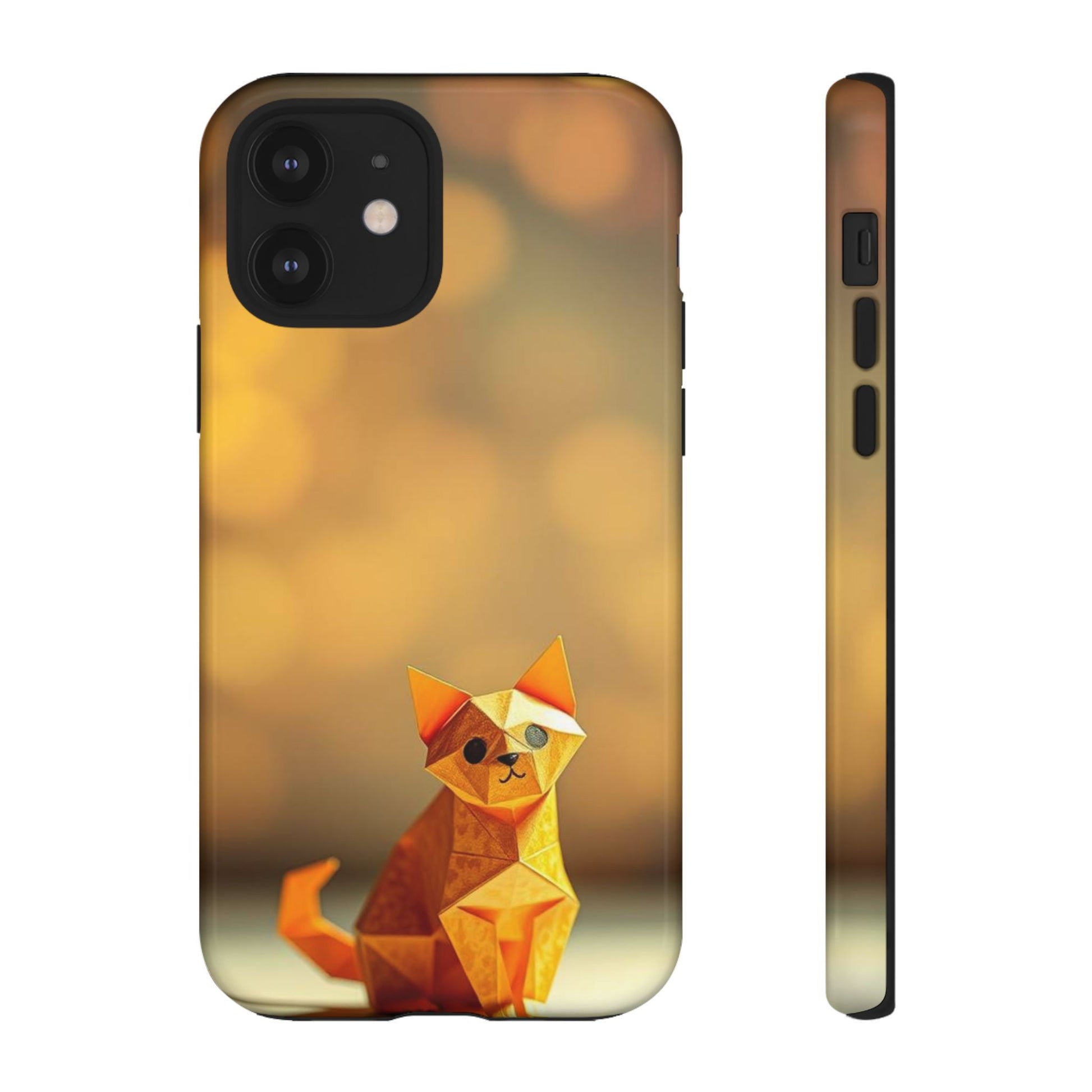 Cute Origami Cat Design Phone Case - Orange Phone Case - iPhone 12 / Glossy