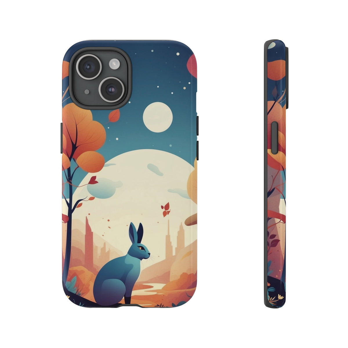 Stylised Blue Hare Design Phone Case - Multicolor Phone Case - iPhone 15 / Glossy